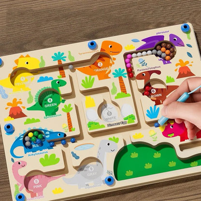 Magnetic Dinosaur Color Sorting Maze – Fine Motor Learning Toy for Hand-Eye Coordination and Pre-Writing Skills
