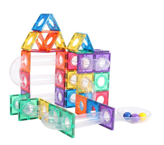 Magnetic Marble Run – 100-Piece – Rainbow Color – STEM Construction Set for Kids