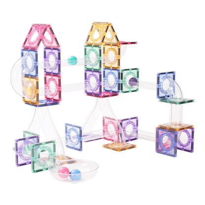 Magnetic Marble Run – 80-Piece – Pastel Color – STEM Building Toy for Kids