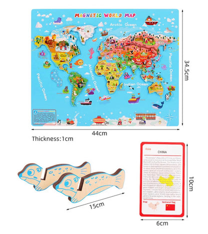 Magnetic world map used in classroom and homeschool settings for geography and culture learning