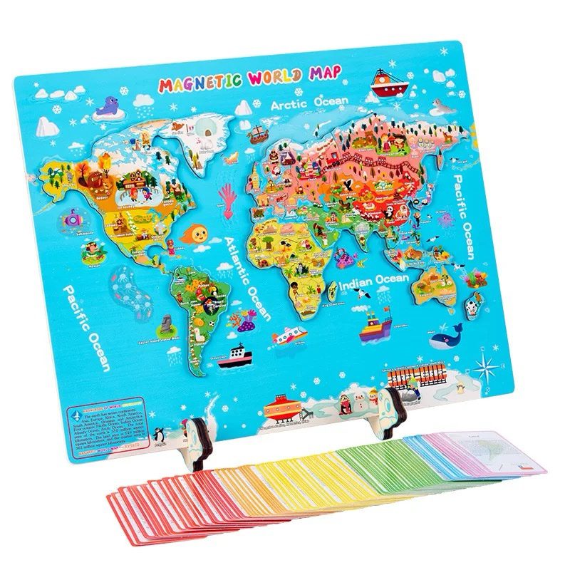 World country flags and flash cards used with magnetic world map for cultural studies