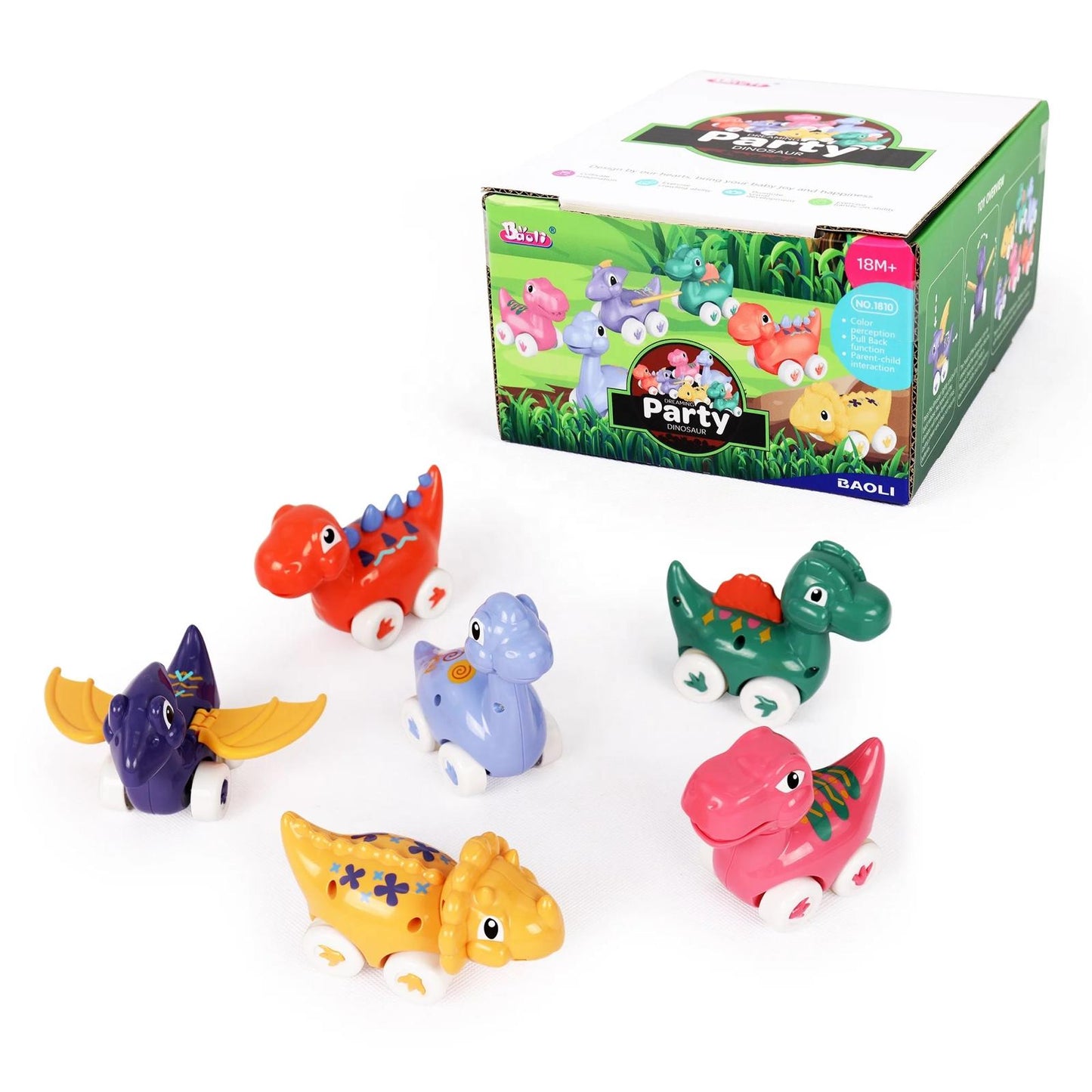 Pull-Back Dino Cars – Set of 6 Colorful Dinosaur Toys with Wheels | Perfect for Party Favors and Birthday Gifts