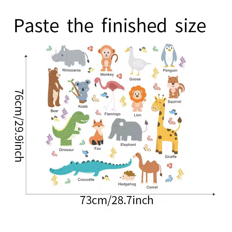 Montessori animal wall stickers finished size reference for classroom and playroom decor
