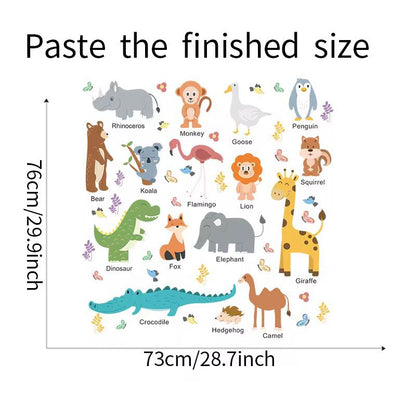 Montessori animal wall stickers finished size reference for classroom and playroom decor