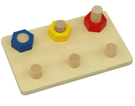 Montessori bolts and pegs board for toddlers practical life screwing activity and fine motor development
