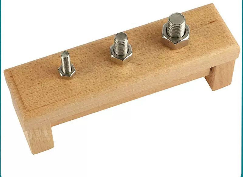Montessori bolts on wooden base for toddlers fine motor skills and practical life activity