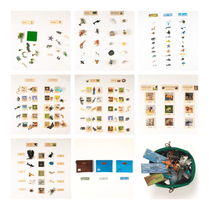 Montessori botany and zoology classification bundle with sorting cards and mini objects for biology learning