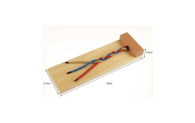 Montessori braiding board set up for step-by-step fine motor and practical life learning