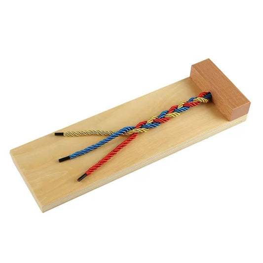 Montessori braiding board used for practical life fine motor activity to develop hand coordination