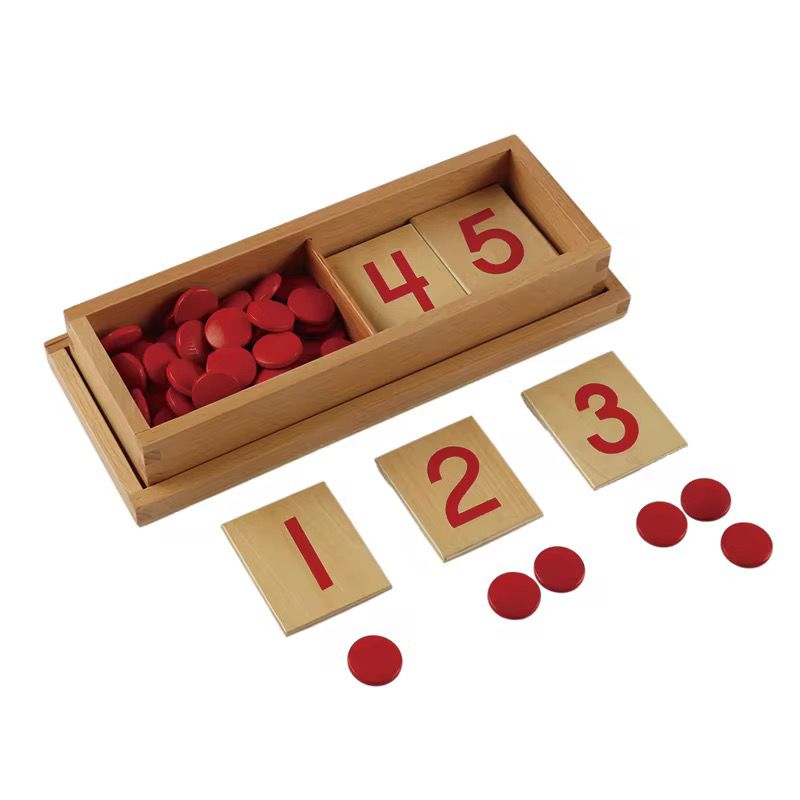 Montessori cards and counters wooden math material