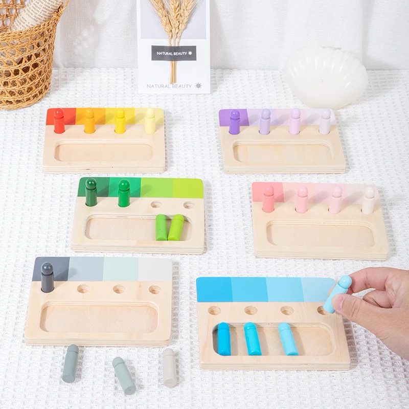 Montessori color gradient sorting game that supports fine motor development and color recognition