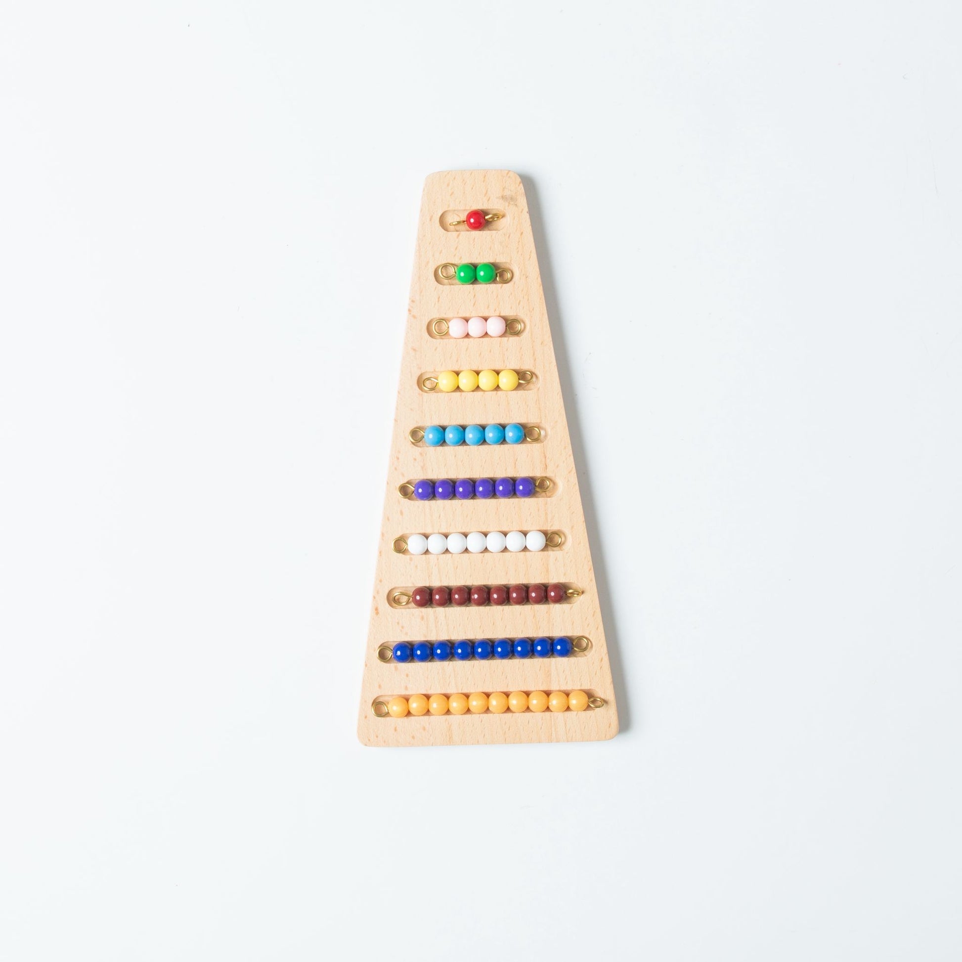 Montessori colored bead stair with bead bars from one to ten  