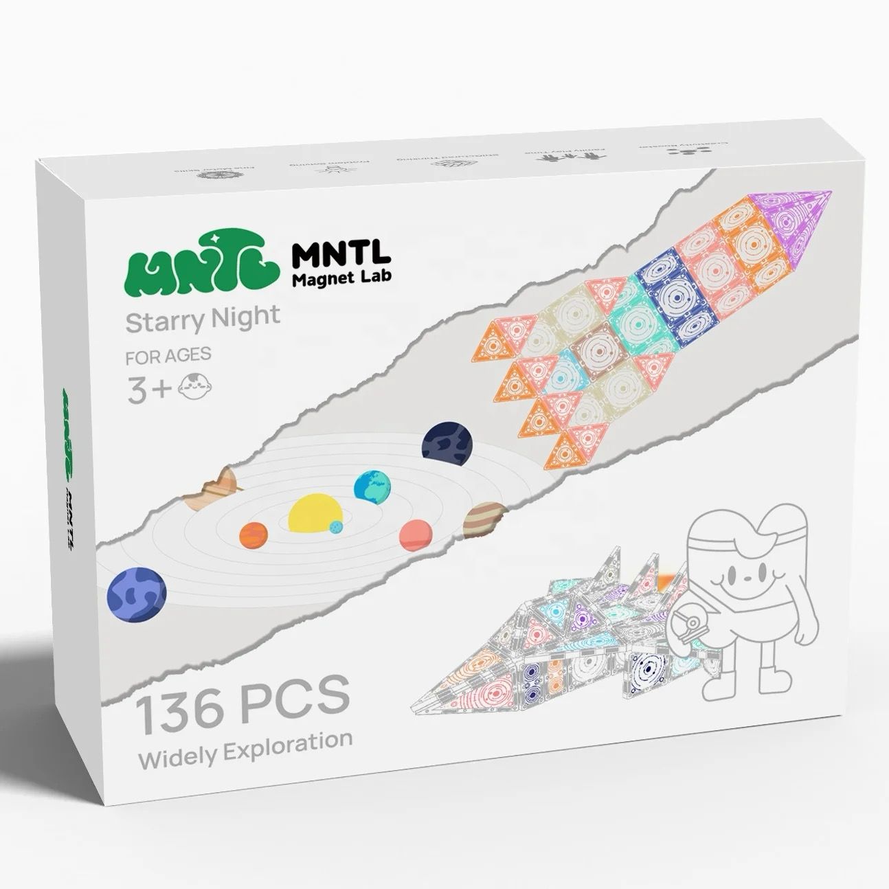 Magnetic Tiles – (56 and 136 PCS) – Open-Ended STEM Learning and Construction Play