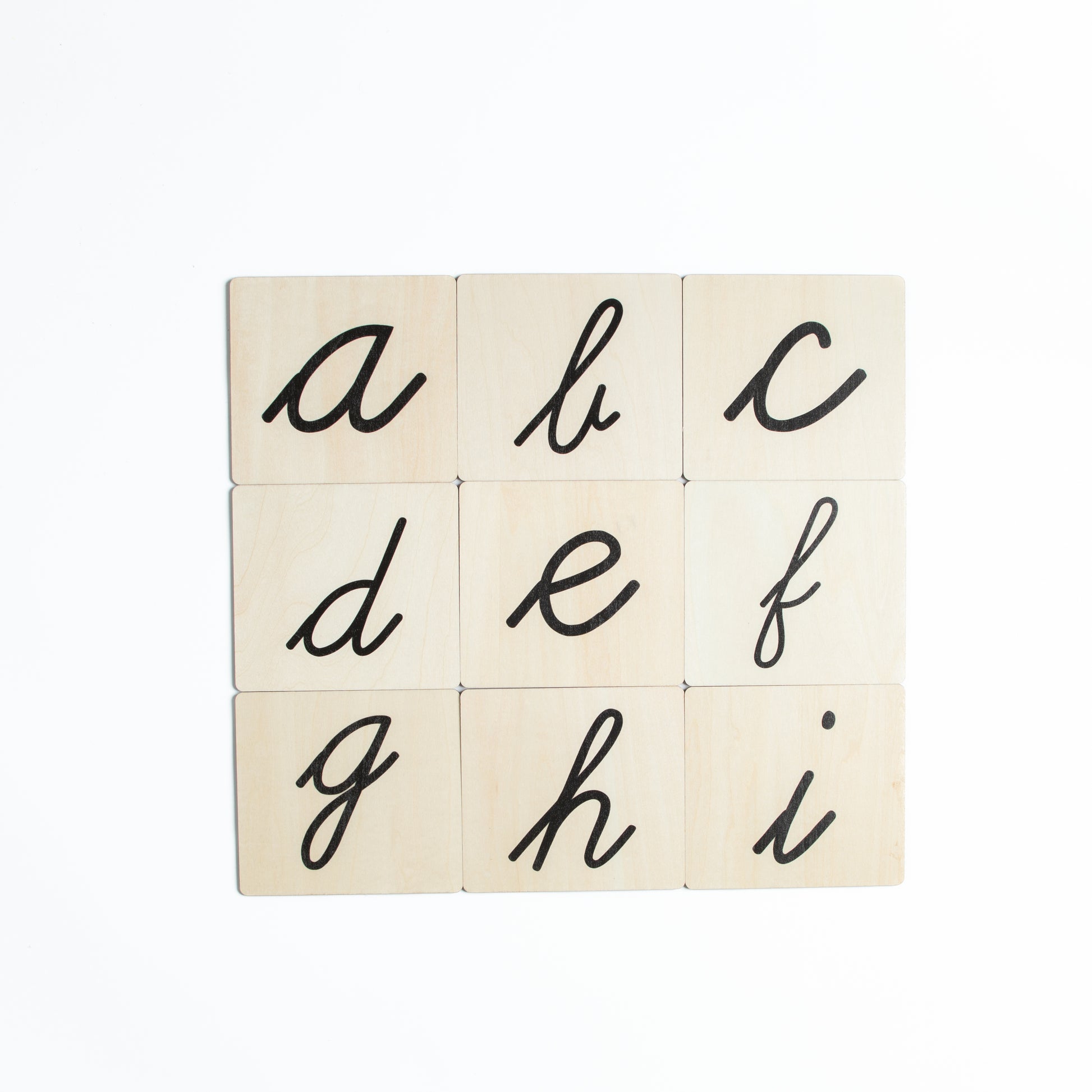 Montessori cursive alphabet cards set for phonics and writing practice