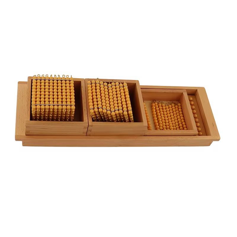 Montessori decimal symbols with wooden tray
