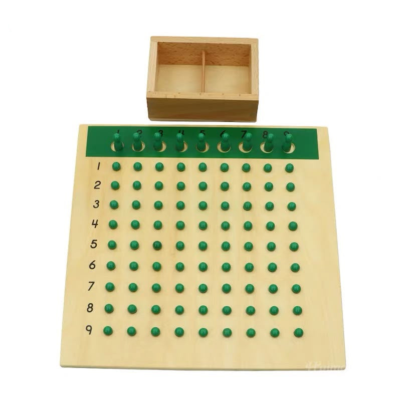 Montessori Division Bead Board Math Material with 9 × 9 bead grid