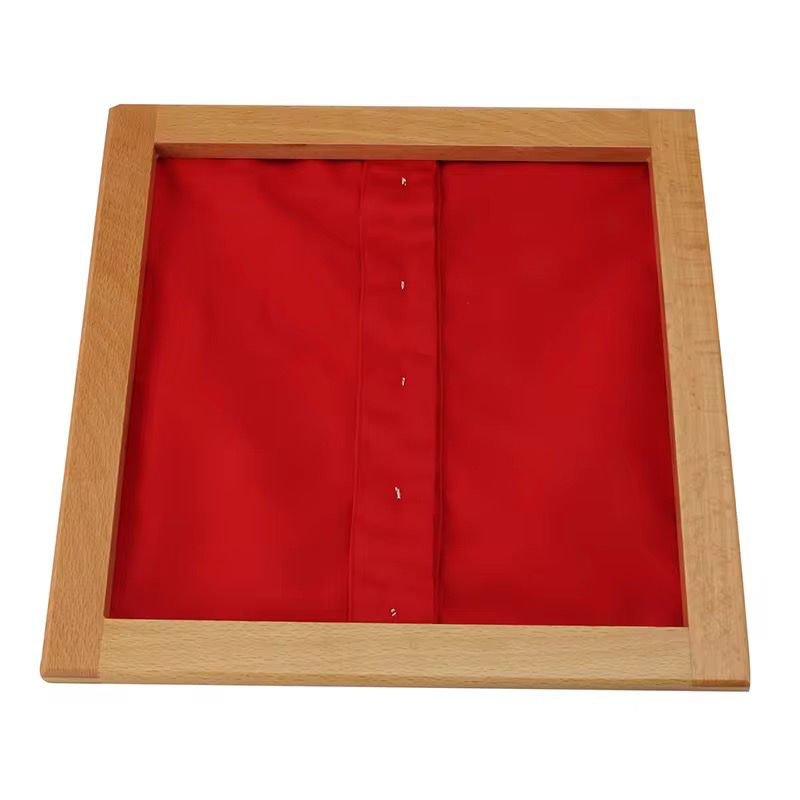 Back view of Montessori button dressing frame with wooden frame, practical life Montessori learning material for kids
