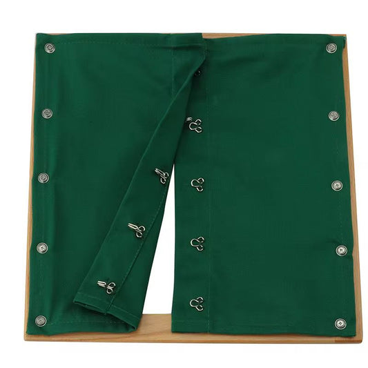 Montessori dressing frame with hooks and eyes practical life material