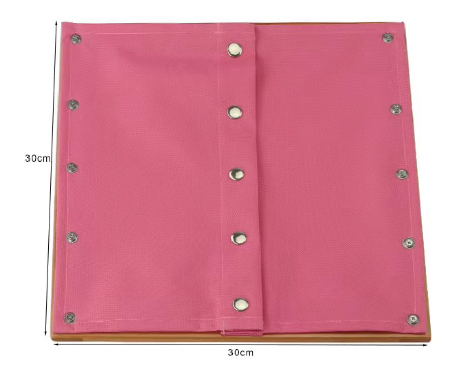 Montessori snap dressing frame dimensions 30 by 30 cm, wooden practical life Montessori material for children