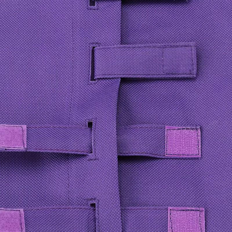 Close up of Montessori velcro dressing frame showing velcro straps for fine motor skill development