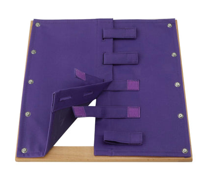 Montessori velcro dressing frame with open velcro straps, practical life activity for children