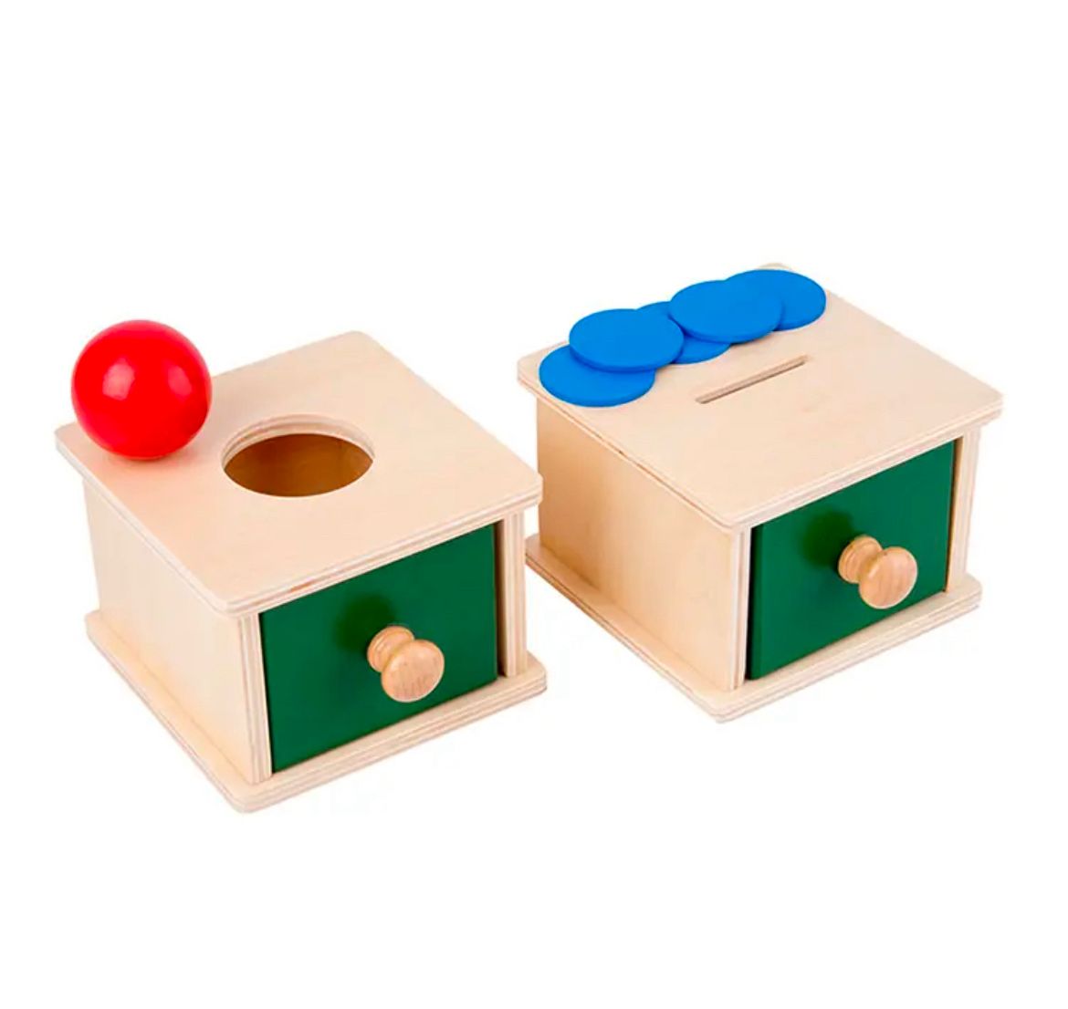 Montessori Ball and Dual-Sided Coin Drop Activity - Object Permanence Box