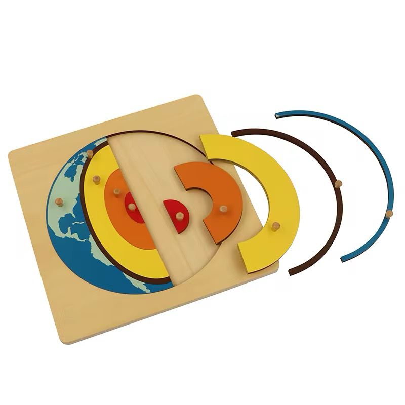 Montessori Layers of the Earth Puzzle with Wooden Knobs - Cultural Geography Material