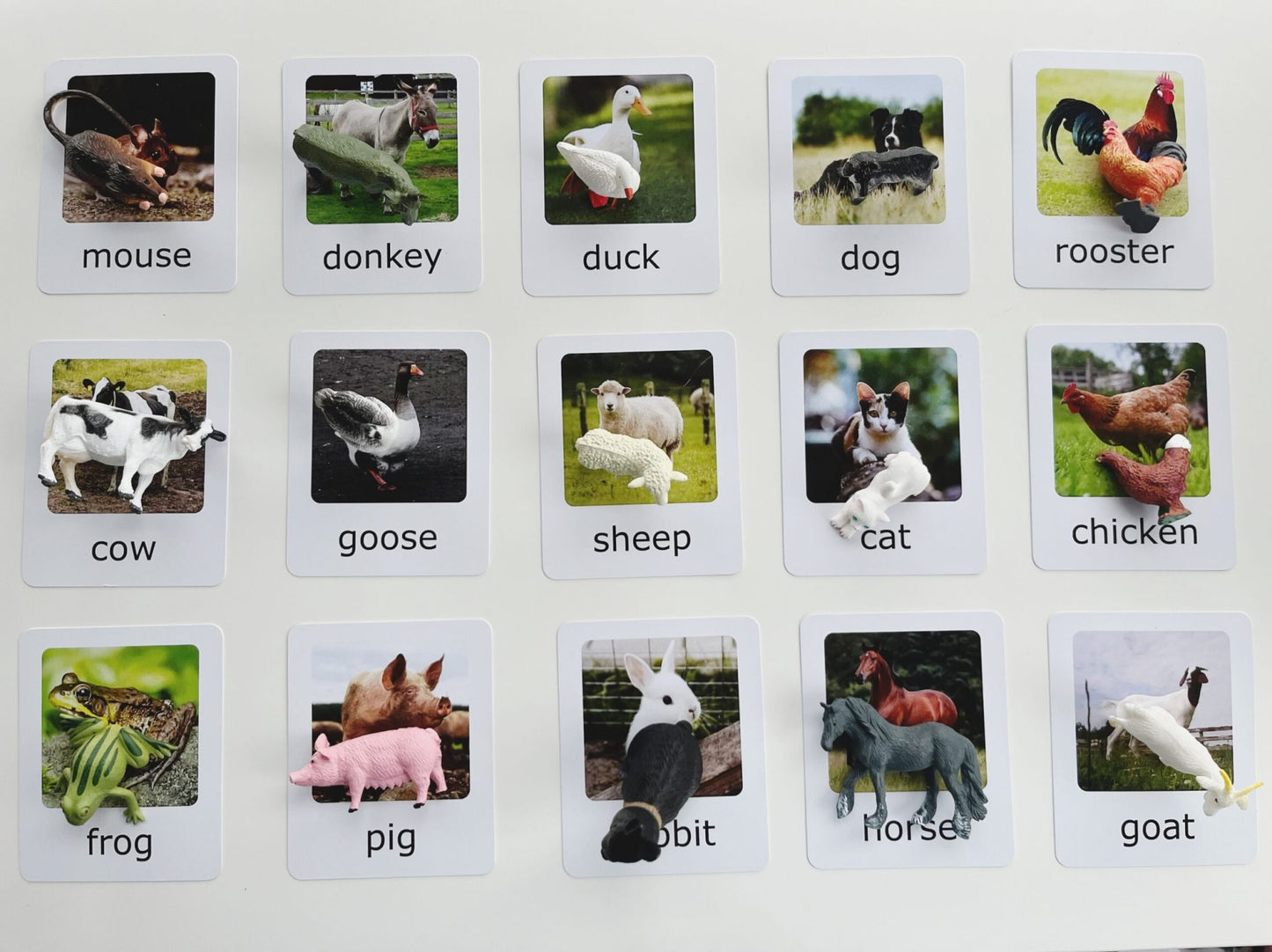 Montessori Animal Matching Set - Farm Animals - Figurines and Cards