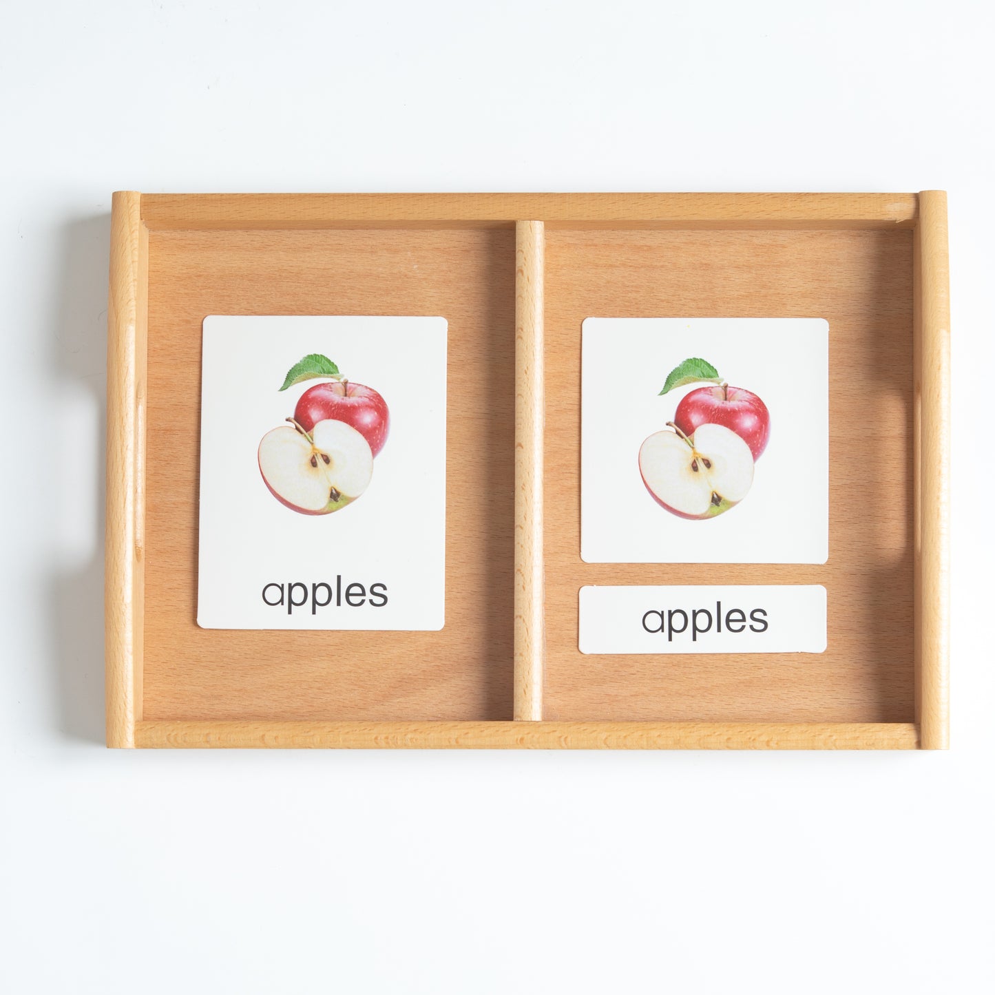 Montessori fruits and vegetables 3-part nomenclature cards used for vocabulary and practical life learning