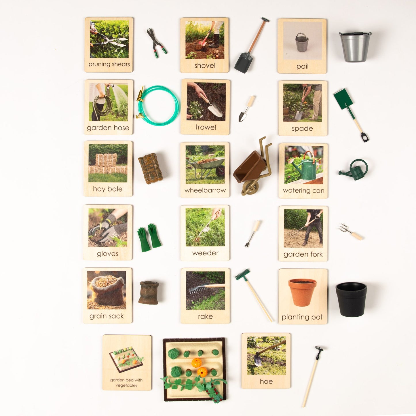 Montessori Gardening Tools Classification Set - Practical Life Vocabulary Material