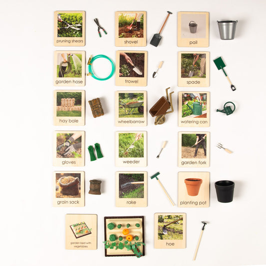 Montessori Gardening Tools Classification Set - Practical Life Vocabulary Material