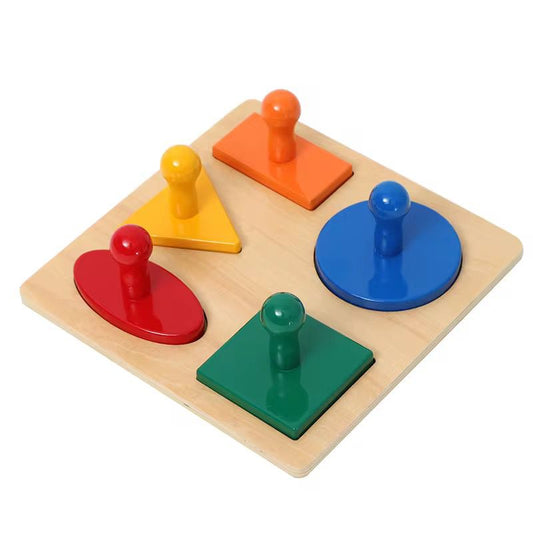 Montessori geometric puzzle with knobs for toddlers