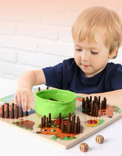 Montessori hedgehog counting toy designed for early math skills and number recognition