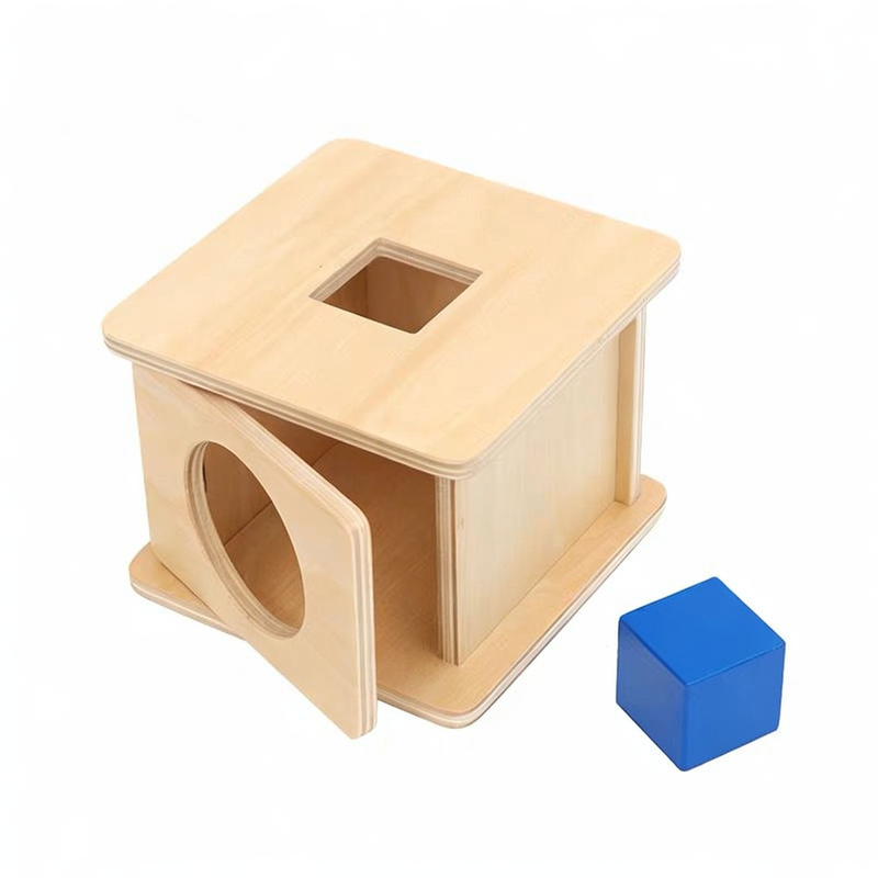 Montessori imbucare box with cube posting activity 