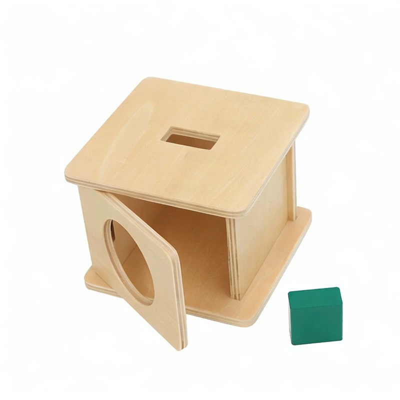 Montessori imbucare box with rectangular prism posting activity  