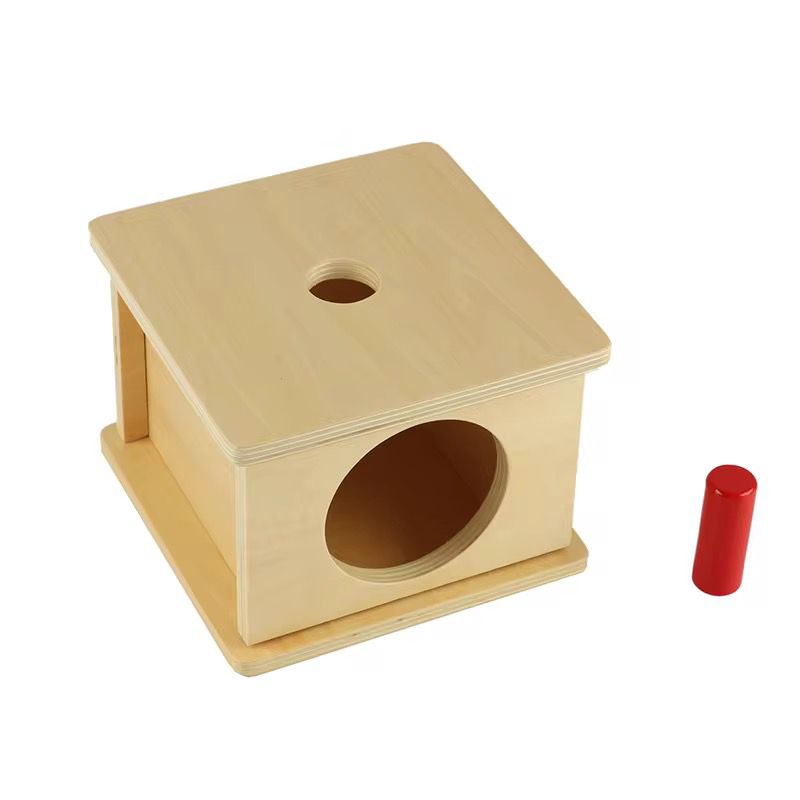 Montessori imbucare box with small cylinder posting activity  