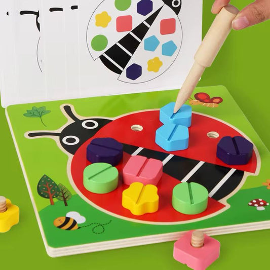 Montessori Ladybug Nuts and Screws Fine Motor Skill Puzzle