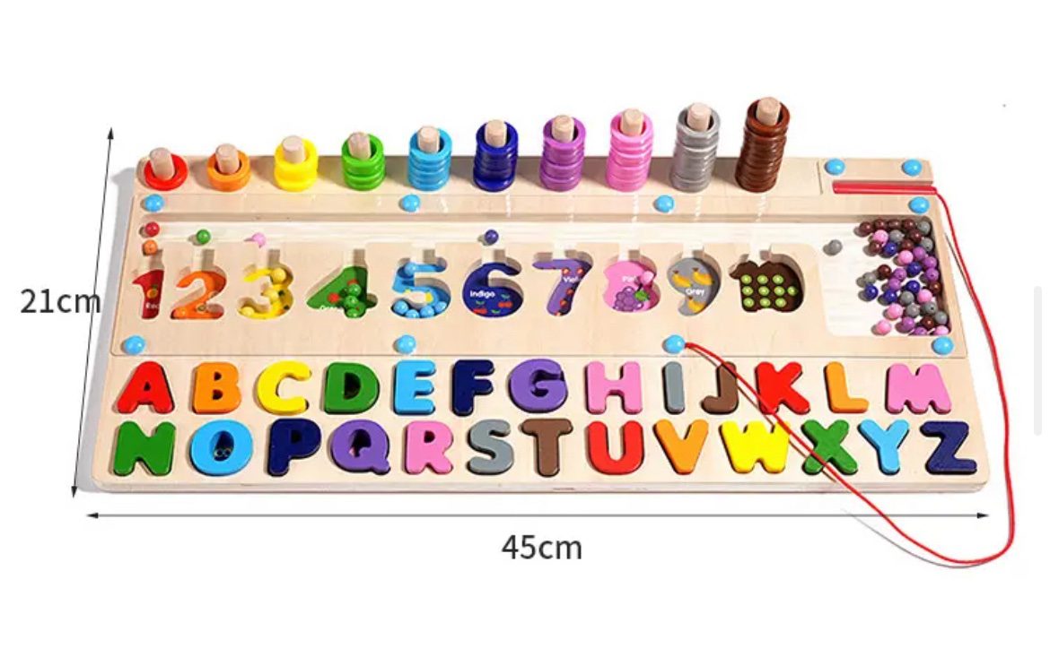 3-in-1 Alphabet and Numbers Magnetic Maze Board