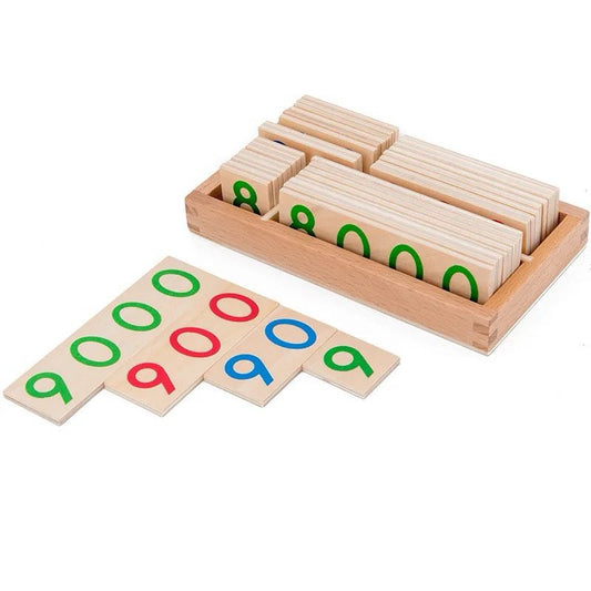 Montessori Mini Wooden Number Cards - Color-Coded Place Value Set with Storage Box