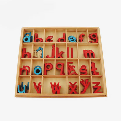 Montessori Movable Alphabet With Box - Wooden Lowercase Letters for Early Phonics and Spelling