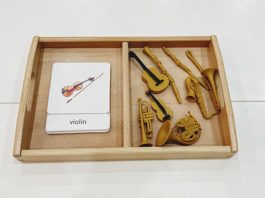 Montessori Classification Set - Musical Instruments - 3-Part Cards (Classified Cards) with Mini Objects