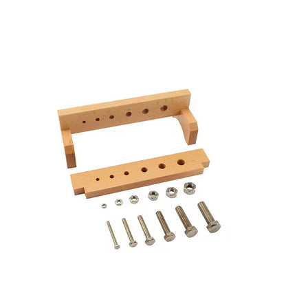 Montessori nuts and bolts set A showing screws and bolts arranged for hand coordination practice
