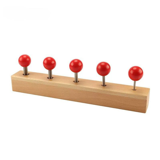 Montessori nuts and bolts set B with wooden base used for practical life fine motor skill development