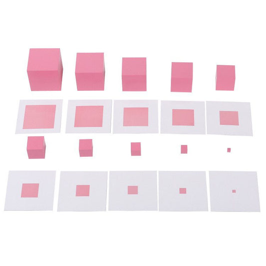 Montessori Pink Tower Control Cards - Sensorial Size Matching Activity