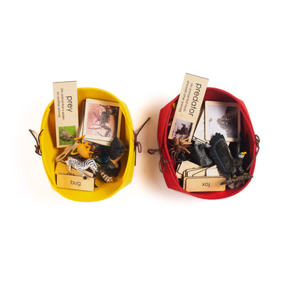 Montessori Prey and Predator Classification Set - Zoology Animal Sorting Material with Wooden Cards
