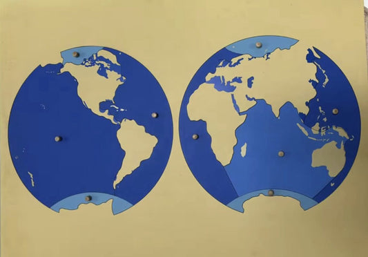 Montessori puzzle map of the oceans showing world oceans for hands-on geography learning