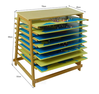 Montessori Puzzle Map Stand - Holds 8 Wooden Continent and Country Maps