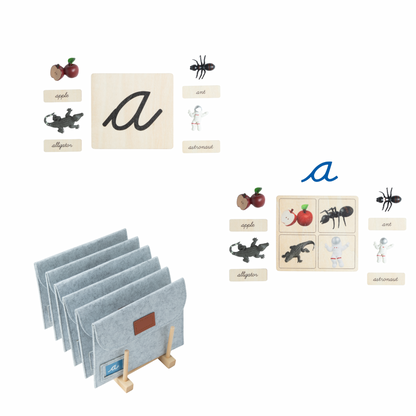 Montessori sound pouches complete phonics set with 104 objects and cursive cards