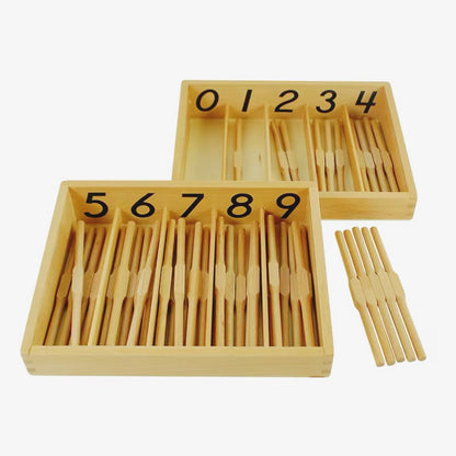 Montessori Spindle Box - Wooden Counting Material with 45 Spindles