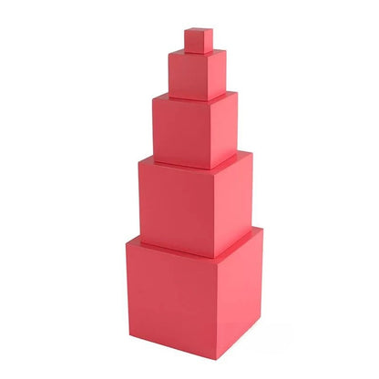 Montessori Toddler Pink Tower with graded wooden cubes